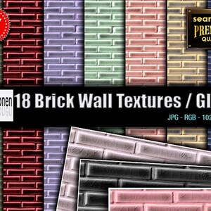 18 Brick Texture Digital Scrapbook Paper Pack Digital Backdrops Stone Wall Digital Photography Background Paper Brick Wall
