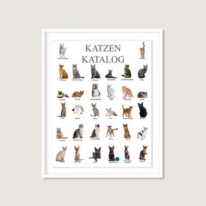 Cat Breeds Print 32 of the most famous cats / Poster / Gift for pet & animal lovers