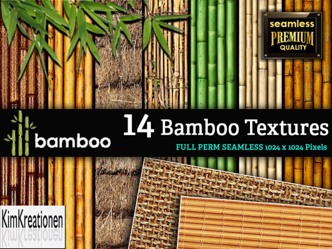 14 Bamboo Texture Digital Papers, Seamless Patterns, Realistic Bamboo ...