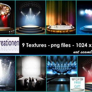 9 Stage Lighting Overlays Background- Spotlight Overlays - light effect photoshop - Spotlight png - instant download png files