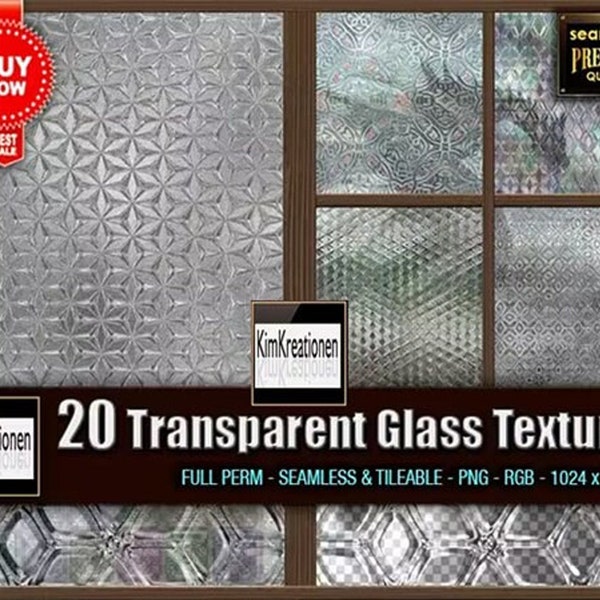 20 Glass Textures | Cracked Procreate Texture Seamless Brushes | Procreate Etched Glass Texture | Transparent glass