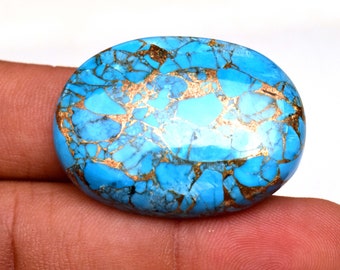 Natural Certified Arizona Blue Copper Turquoise Oval Cabochon 51.15  Ct Loose Gemstone