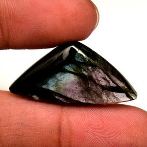 Certified Bi-Color Tourmaline Cabochon: 23.70 ct Trillion Gemstone
