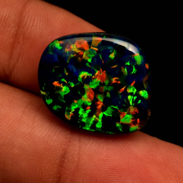 Natural Black Opal Multi Fire 19 Ct Doublet Loose Gemstone For Jewelry