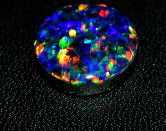 Natural Black Opal Round Shape Cabochon 15.80 Ct Doublet Loose Gemstone For Jewelry Making