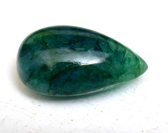 Natural Emerald 31 Ct Pear Shape Loose Cabochon From Zambia
