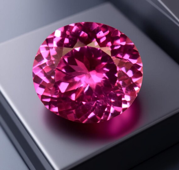 11.85 Ct Lab Grown Pink Sapphire: Round Cut Loose Gemstone - Etsy