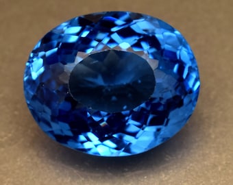 Certified Brazil Blue Topaz Gemstone: 17.35 Ct Oval Cut