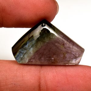Certified Bi-Color Tourmaline Cabochon: 22.75 ct Trillion Gemstone