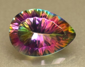 Natural Precious Mystic Multi Fire Topaz 12 Ct Pear Cut Loose Gemstone [COATED]