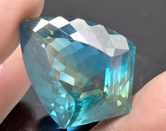 Paraiba Blue Green Tourmaline: 80.40 Ct Shield Cut Gemstone