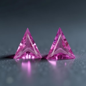 Zafiro rosa Lite natural certificado, corte triangular, piedra preciosa suelta de 3,20 ct, facetada, par a juego
