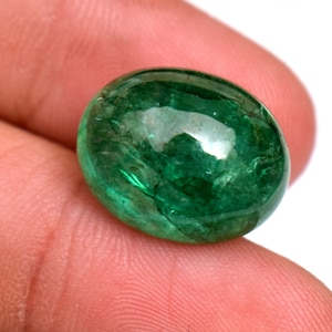 Natural Emerald 15.50 Ct Oval Shape Loose Emerald Cabochon From Zambia