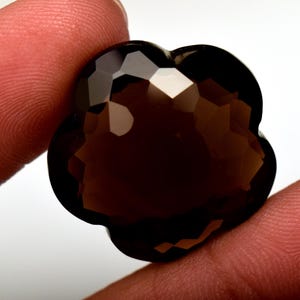 Natural Smoky Quartz Faceted Carved Flower Shape Loose Gemstone 35.95 Ct For Jewelry Making
