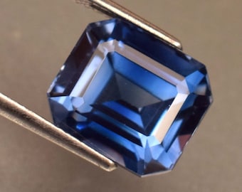 Natural Kashmir Blue Sapphire 13.50 Ct Certified Emerald Cut Loose Gemstone For Pendent Use