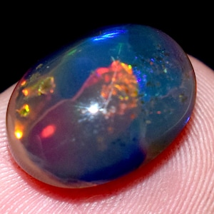 Natural Black Opal Certified 2.50 Ct Oval Cabochon Loose Gemstone For Ring image 3