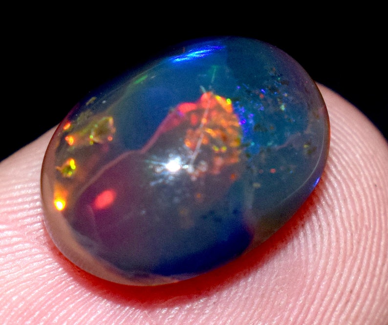 Natural Black Opal Certified 2.50 Ct Oval Cabochon Loose Gemstone For Ring image 3