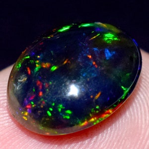 Natural Black Opal Certified 2.05 Ct Oval Cabochon Loose Gemstone For Ring