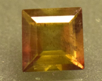 Rare Orange Green Certified Faceted Andalusite 1.45 Ct Square Cut Loose Gemstone