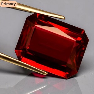 Red Mozambique Ruby Emerald Cut 15.25 Ct Loose Gemstone For Pendent Use