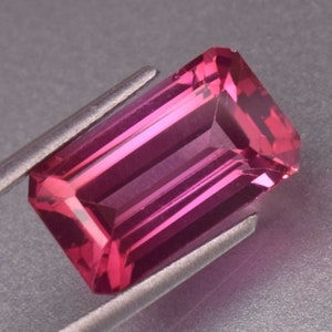 Topazio rosa imperiale naturale di prima qualità, 8,05 ct, taglio smeraldo, pietra preziosa sfusa con certificato