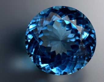 Brazil Blue Topaz: 23.95 Ct Round Cut Loose Gemstone