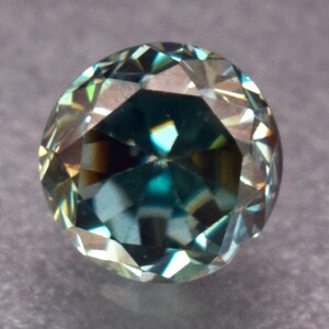 Natural Blue Green Moissanite 0.45 Ct Round Cut Loose Gemstone