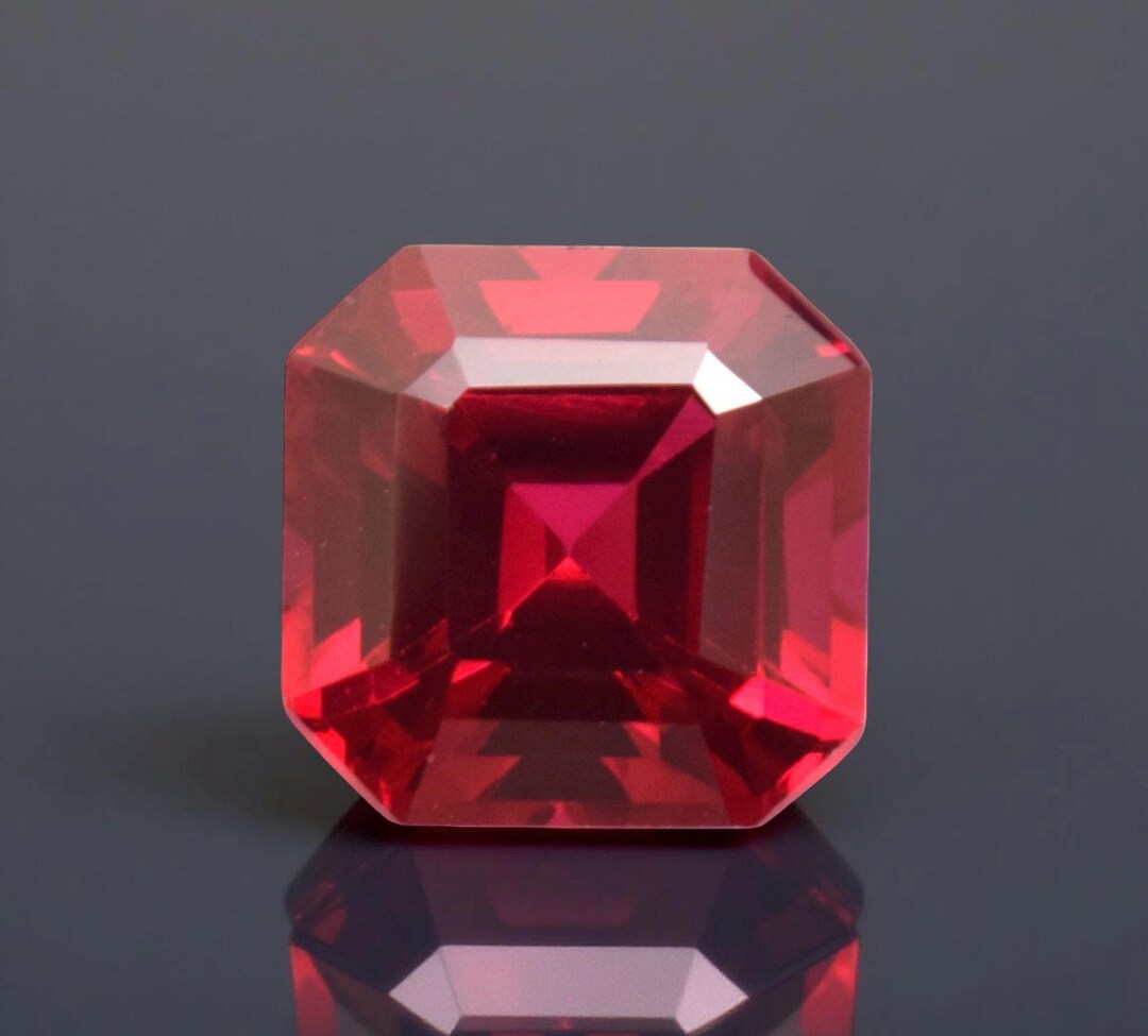 Natural Red Ruby Square Emerald Cut 6.05 Ct Loose Gemstone [TREATED GEM ...