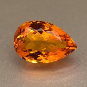 Natural Certified Orange Yellow Madeira Citrine 15.35 Ct Pear Cut Loose Gemstone For Ring Use Excellent Cut