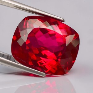 Natural Ruby Gemstone Mozambique 20.75 Ct Certified Cushion Cut Loose Gem