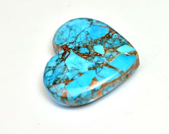 Natural Certified Arizona Blue Copper Turquoise Heart Cabochon 31.30 Ct Loose Gem Stone Kingman Mine