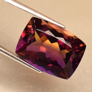 Natural Certified Bolivia Ametrine 17.40 Ct Cushion Cut Loose Gemstone For Ring