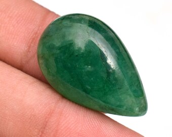 Natural Emerald 25.35 Ct Pear Shape Loose Cabochon From Zambia
