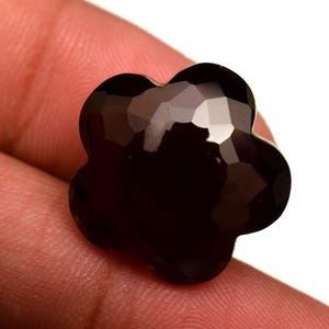 Natural Smoky Quartz Faceted Carved Flower Shape Loose Gemstone 16.80 Ct For Jewelry Making
