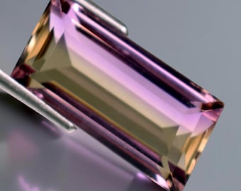 Natural Certified Bolivia Ametrine 14.35 Ct Baguette Cut Loose Gemstone For Pendent Use