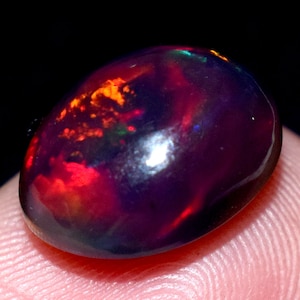 Natural Black Opal Certified 2.35 Ct Oval Cabochon Loose Gemstone For Ring