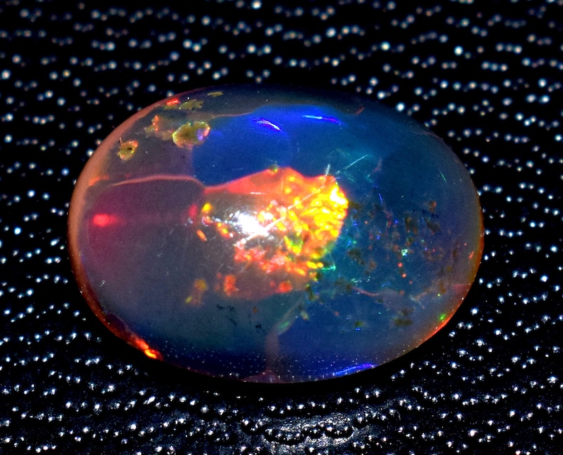 Natural Black Opal Certified 2.50 Ct Oval Cabochon Loose Gemstone For Ring image 1