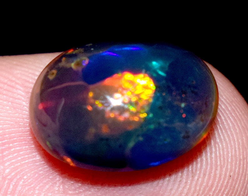 Natural Black Opal Certified 2.50 Ct Oval Cabochon Loose Gemstone For Ring image 4