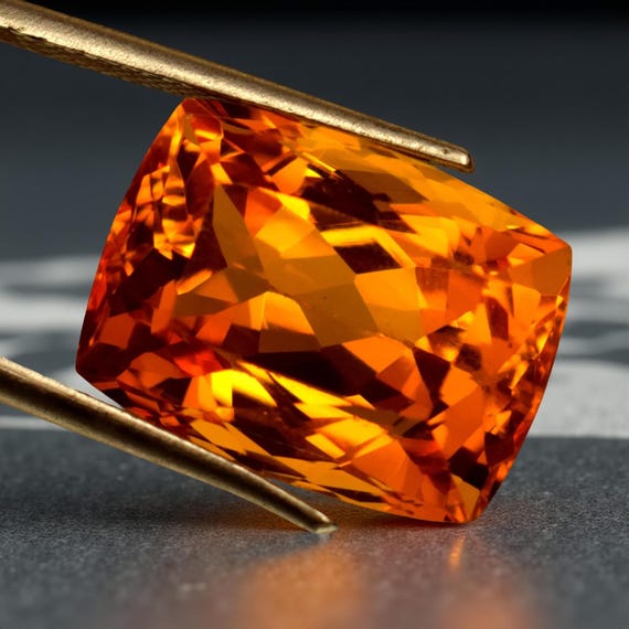 Citrine Naturelle Du Brésil 18.89 Carats - Taille Coussin - Traitée Thermiquement