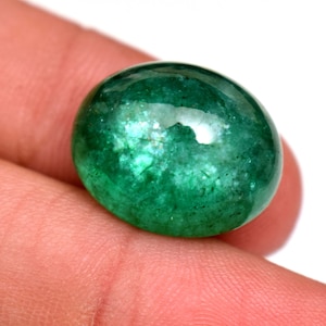Natural Emerald 17.50 Ct Oval Shape Loose Emerald Cabochon From Zambia