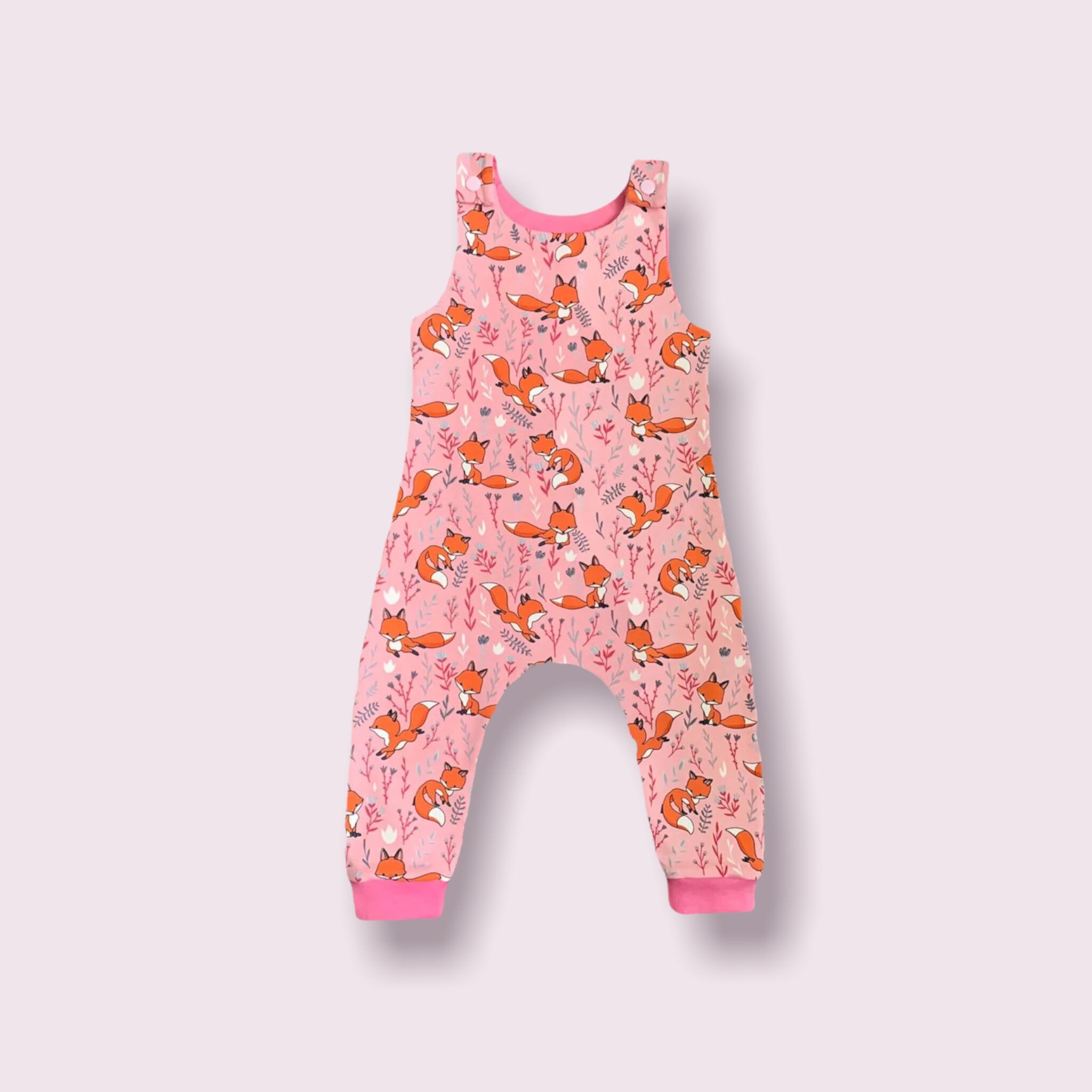 Mini boo Baby Girls Pink Dungarees with Knee Patches and Kangaroo Pocket 