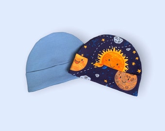 Happy Planets Baby Hats - Twin Pack.  0-3 months.