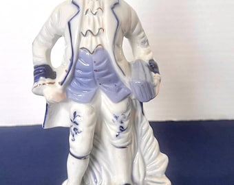 Vintage Colonial Figurine Blue and White 8”