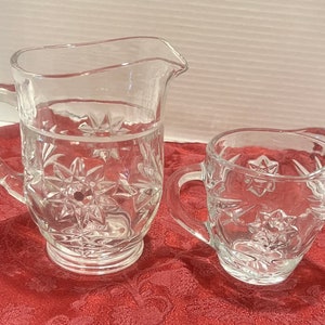 Vintage Anchor Hocking American Prescut Milk Pitcher and Creamer