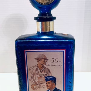 Vintage J W Dant Commemorative Decanter Cobalt Blue
