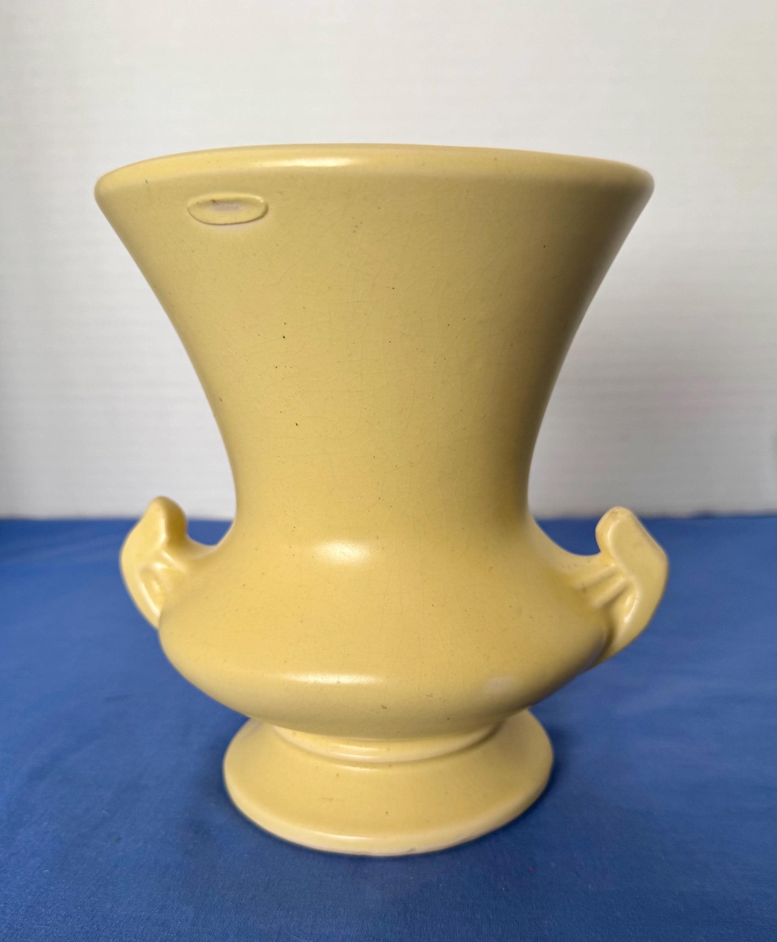 Vintage Mccoy Yellow Vase With Applied Flowers - Etsy