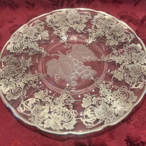 Vintage Indiana Glass Grape Constellation SilverOverlay Platter