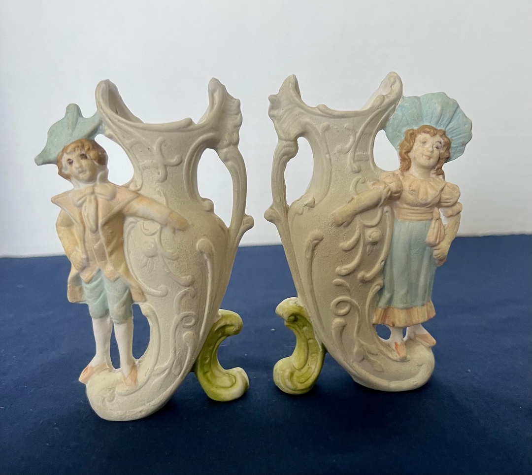 Antique Colonial Figurines Vases Bisque Etsy