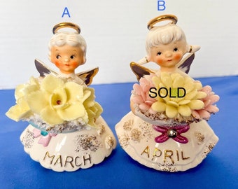 Vintage Birthday Angels Geo Z Lefton March and April
