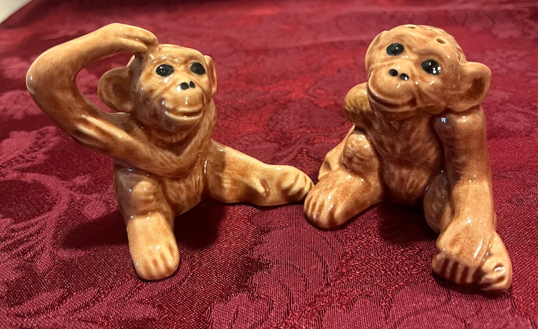 Monkey Salt and Pepper Shakers Mid Century Etsy